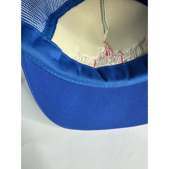 Disneyland Vintage Blue & Gold Trucker Hat With Adjustable Snapback - Picture 14 of 16